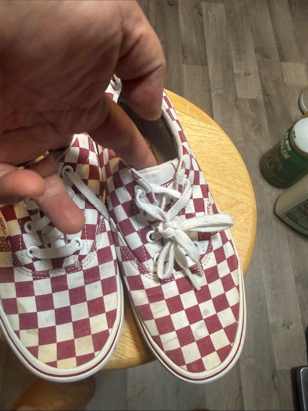 Vans Kids Checkerboard Lace-Up Sneakers - Burgundy & White